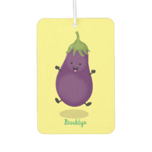 Cute happy eggplant aubergine cartoon illustration air freshener