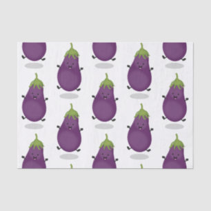 Cute happy eggplant aubergine cartoon illustration tissue paper