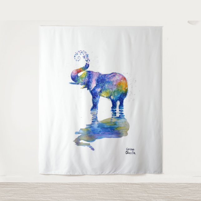 Cute happy elephant tapestry (Front)