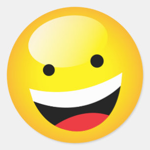 Cute Happy Emoji Laughing Face Party Time Symbol Classic Round Sticker