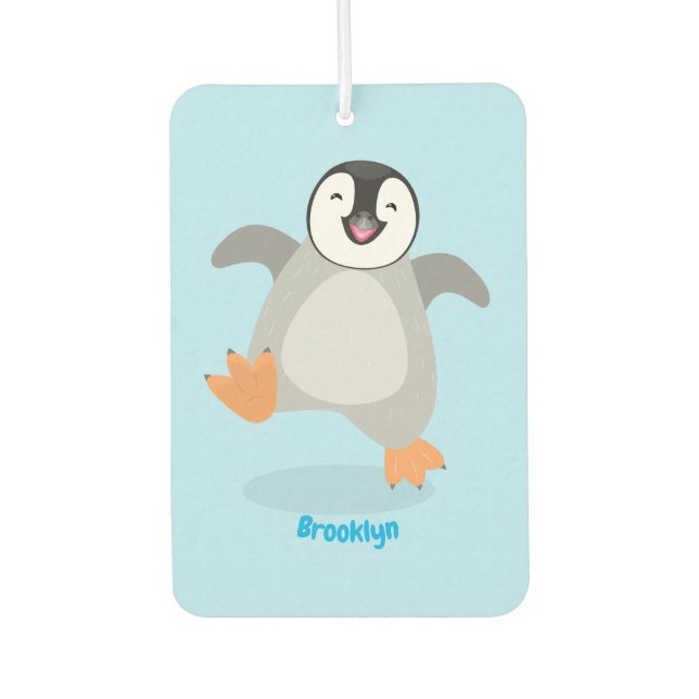 Cute happy emperor penguin chick cartoon air freshener (Front)