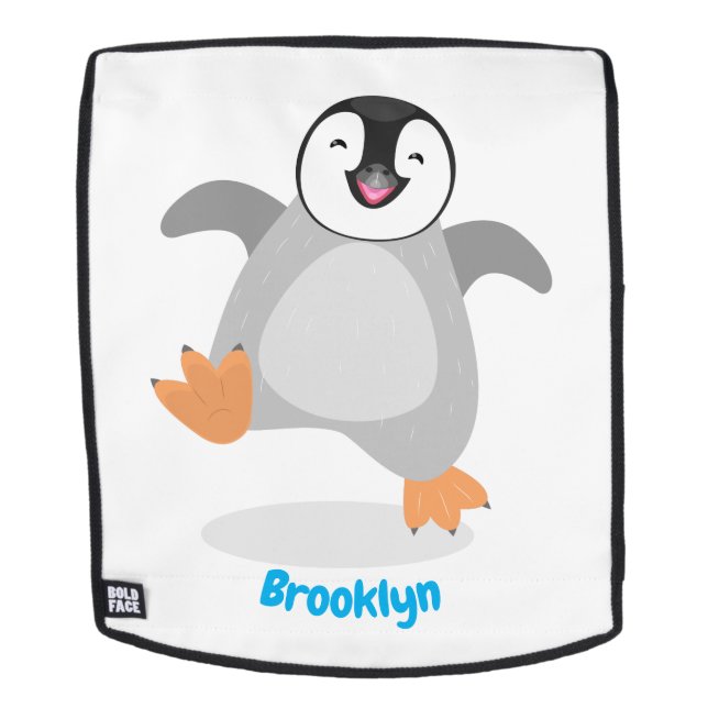 Cute happy emperor penguin chick cartoon backpack (Removable Face)