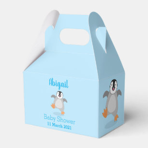 Cute happy emperor penguin chick cartoon favor box