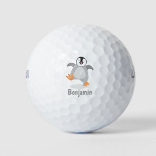 Cute happy emperor penguin chick cartoon golf balls