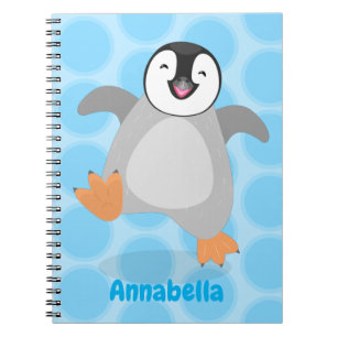 Cute happy emperor penguin chick cartoon notebook