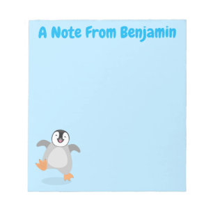 Cute happy emperor penguin chick cartoon notepad