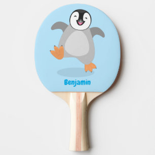 Cute happy emperor penguin chick cartoon ping pong paddle