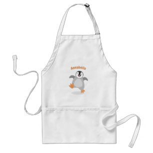 Cute happy emperor penguin chick cartoon standard apron