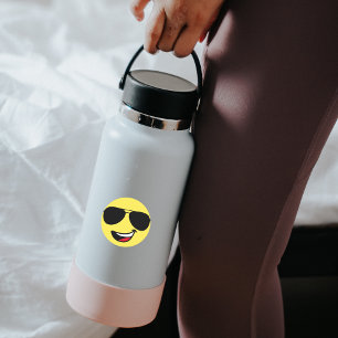 Cute Happy Face & Aviator Glasses,Fun Classic Round Sticker