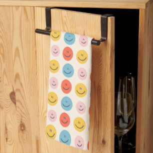 Cute Happy Face Blobs Spotty Fun Pattern Kitchen Towel