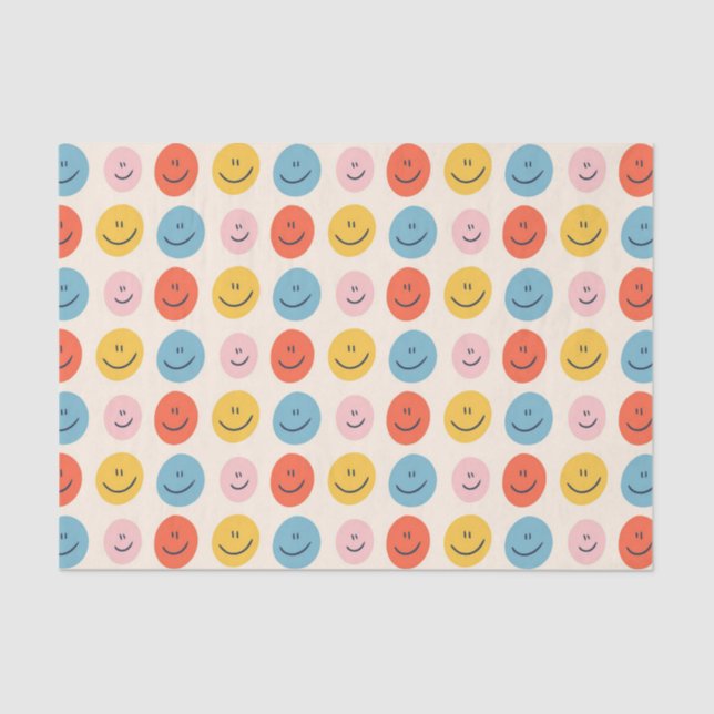 Cute Happy Face Blobs Spotty Fun Pattern Tissue Paper (Front)