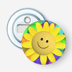 Cute Happy Face Flowers Bottle Opener