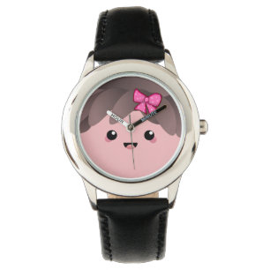 Cute happy face kawaii Japanese cartoon doll pink Watch
