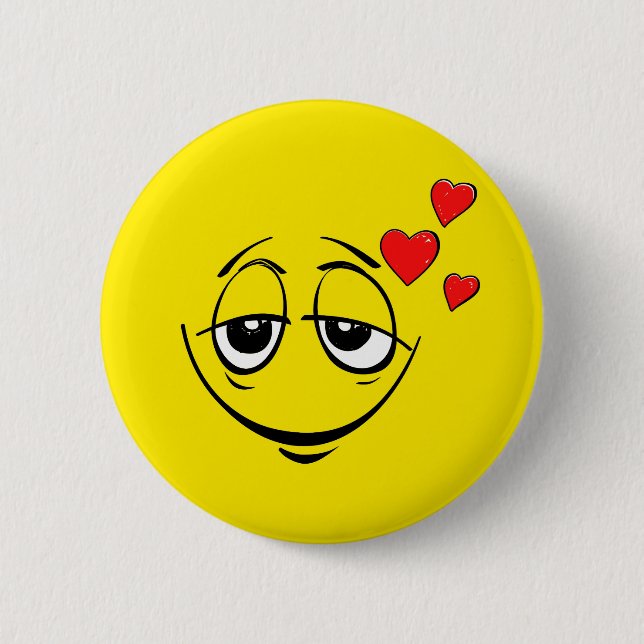 Cute Happy Face Love Emoji 2 Inch Round Button (Front)