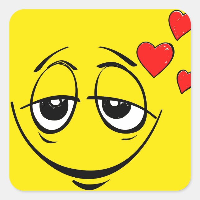 Cute Happy Face Love Emoji Square Sticker (Front)