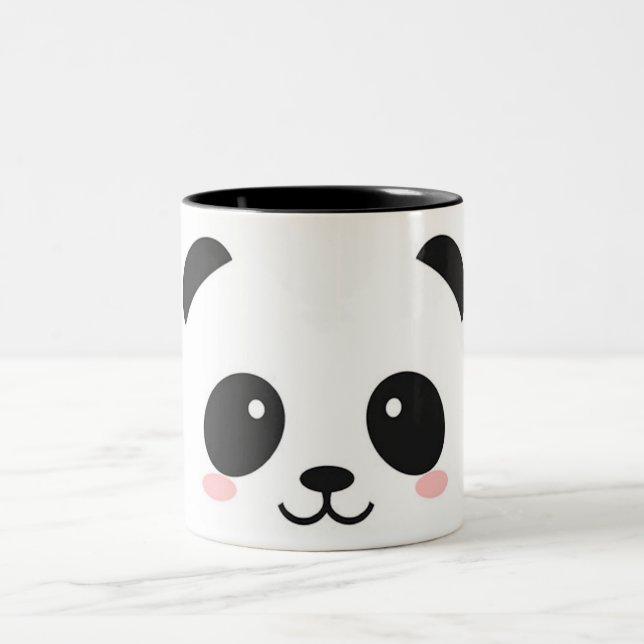 Cute Happy Face Panda Two-Tone Coffee Mug (Center)