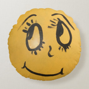 Cute Happy Face Round Pillow