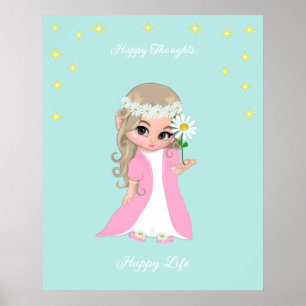 Cute Happy Fairy with Stars Motivational poster