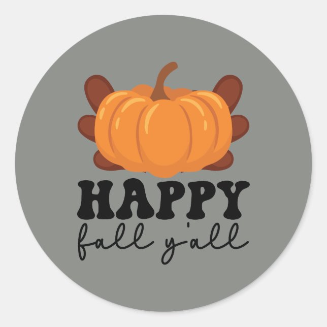 Cute Happy Fall seasonal pumpkin Classic Round Sticker (Front)