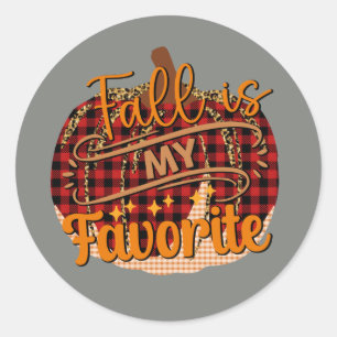Cute Happy Fall seasonal pumpkin  Classic Round Sticker