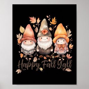 Cute Happy Fall Y'all Gnomes Women's Halloween Cot Poster