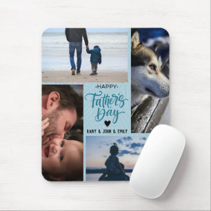 Cute Happy Father's Day Photo Collage Custom Names Mouse Pad