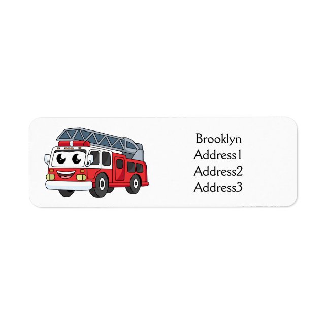 Cute happy fire engine cartoon (Front)