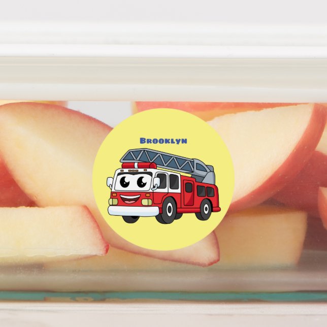 Cute happy fire engine cartoon (Affixed)