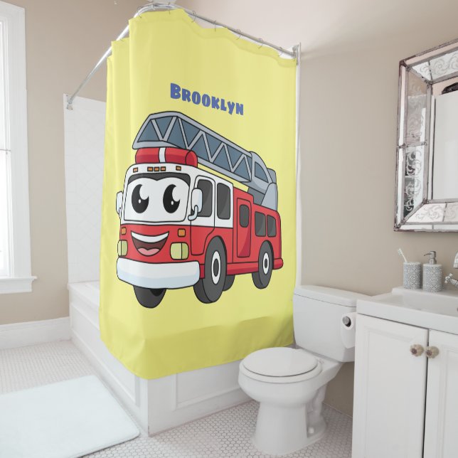 Cute happy fire engine cartoon  (In Situ)