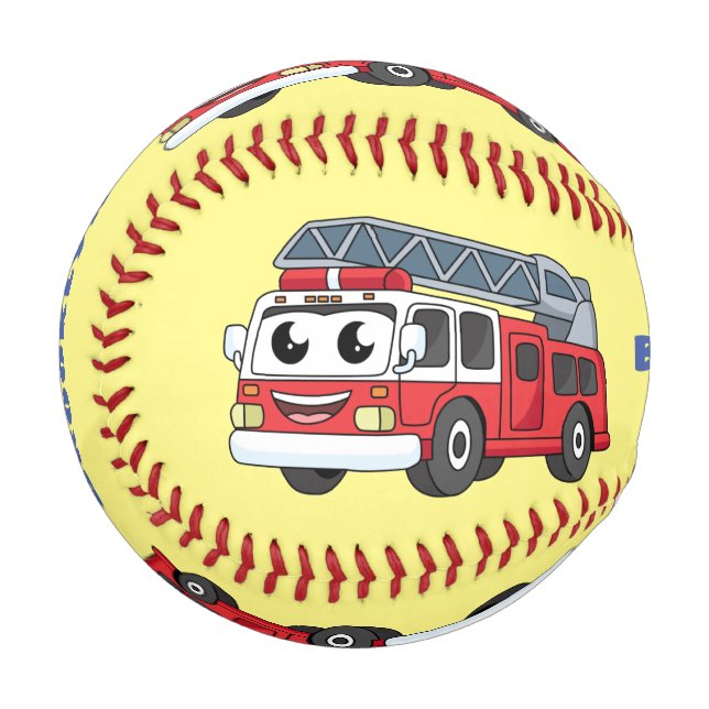 Cute happy fire engine cartoon baseball (Front Left)