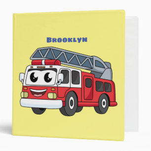 Cute happy fire engine cartoon binder