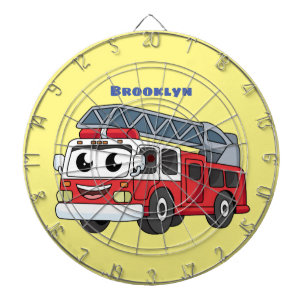 Cute happy fire engine cartoon dartboard