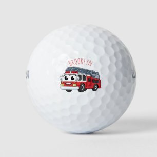 Cute happy fire engine cartoon golf balls