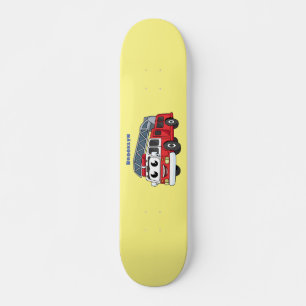 Cute happy fire engine cartoon skateboard