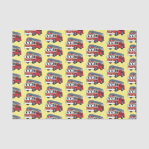 Cute happy fire engine cartoon tissue paper