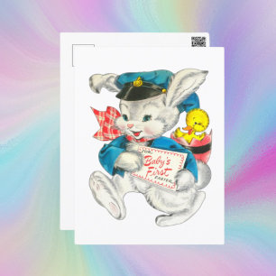 cute Happy First Easter bunny Holiday Postcard