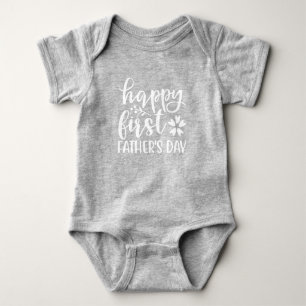 Cute Happy First Father's Day Flowers Baby Bodysuit