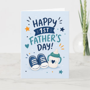 Cute Happy First Father's Day Greeting Card