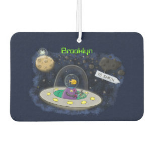 Cute happy fish ufo space cartoon illustration air freshener