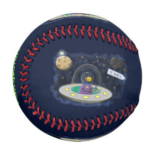 Cute happy fish ufo space cartoon illustration baseball