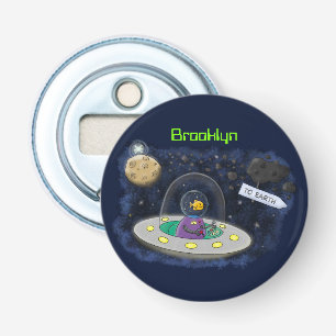 Cute happy fish ufo space cartoon illustration bottle opener