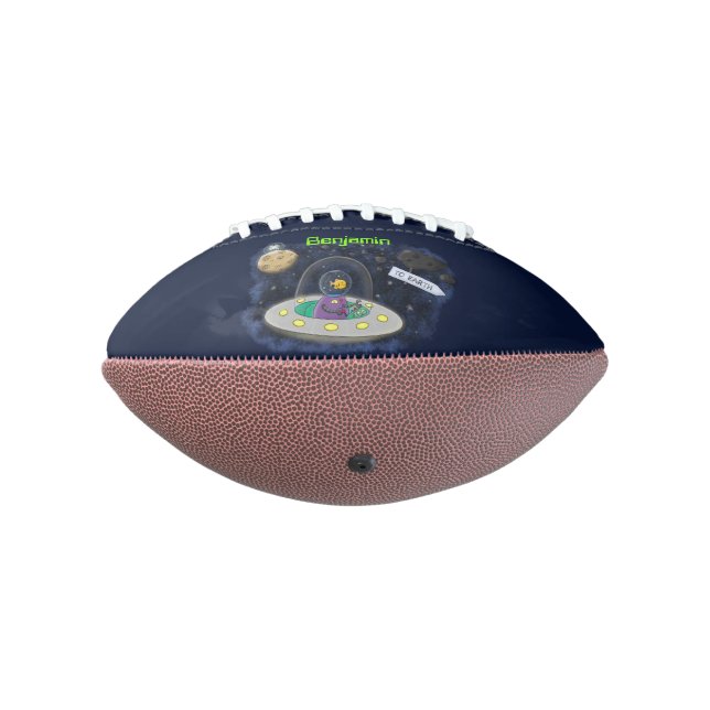 Cute happy fish ufo space cartoon illustration football (Rotated 270)