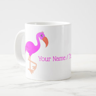 Cute Happy Flamingos - Your Name / Text / Colour Large Coffee Mug