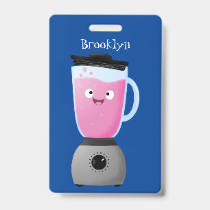 Cute happy food blender kitchen appliance cartoon badge