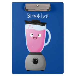 Cute happy food blender kitchen appliance cartoon clipboard