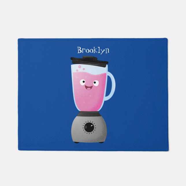 Cute happy food blender kitchen appliance cartoon doormat (Front)