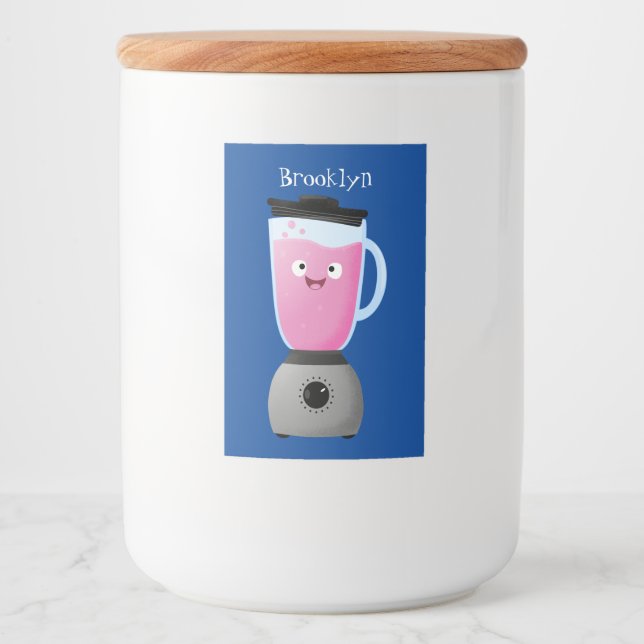 Cute happy food blender kitchen appliance cartoon food label (Front)