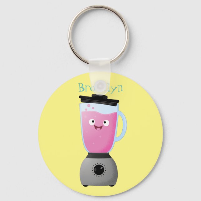 Cute happy food blender kitchen appliance cartoon keychain (Front)