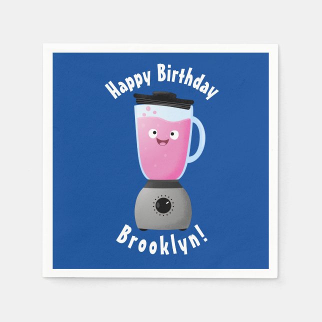 Cute happy food blender kitchen appliance cartoon  napkin (Front)