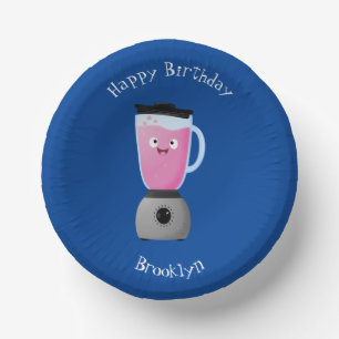 Cute happy food blender kitchen appliance cartoon paper plate